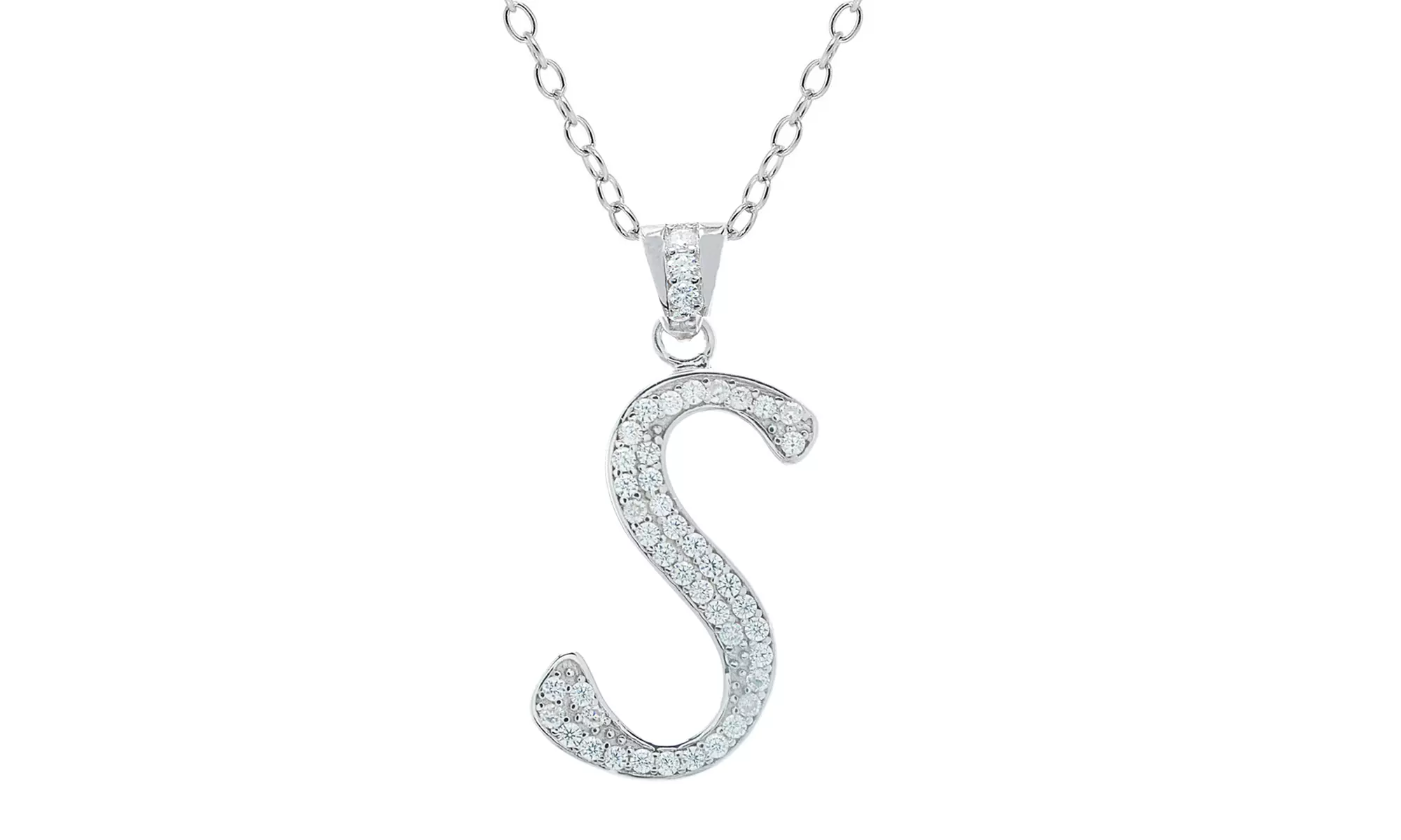 Script Initial Pendant Necklaces in Sterling Silver