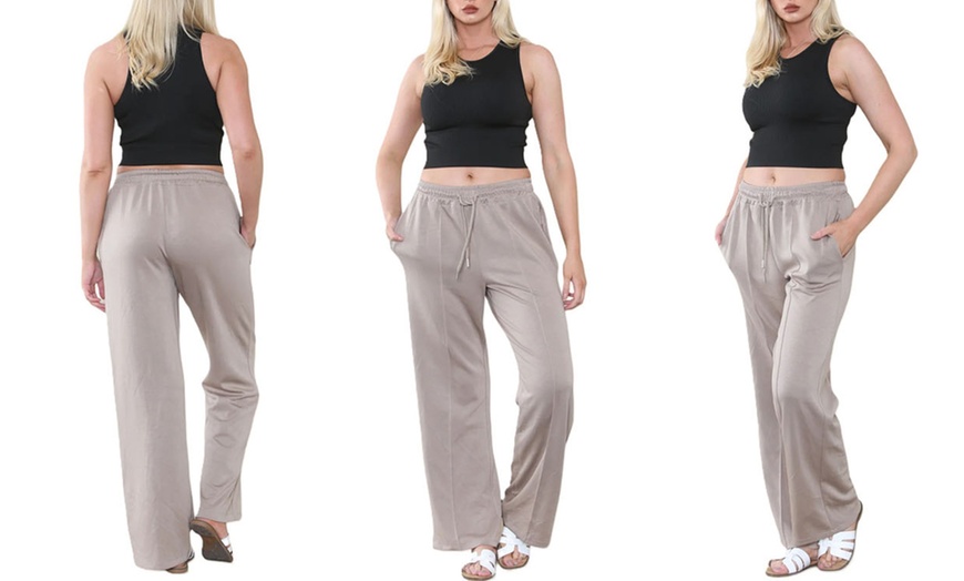 Image 8: Plain and Seam Front Wide Leg Trousers