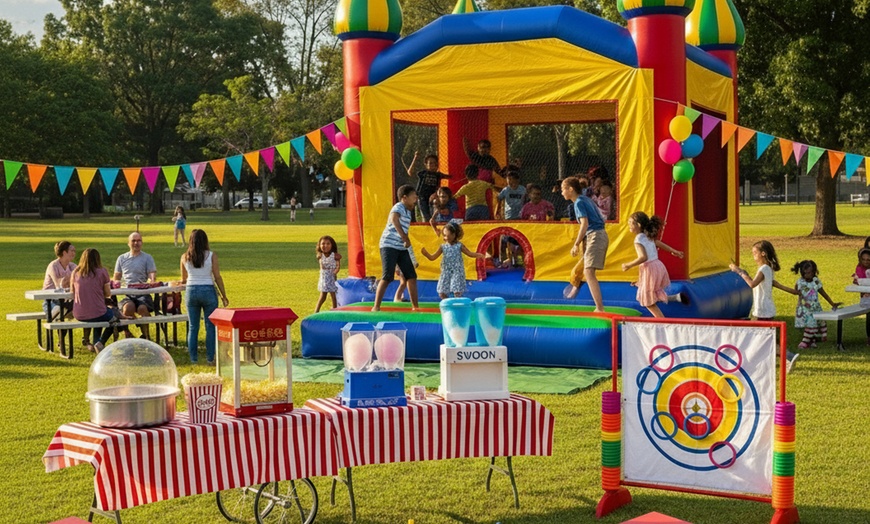 Image 1: 4 Day Rental for 1 Bounce House 1 Carnival Game or Concession Machine 
