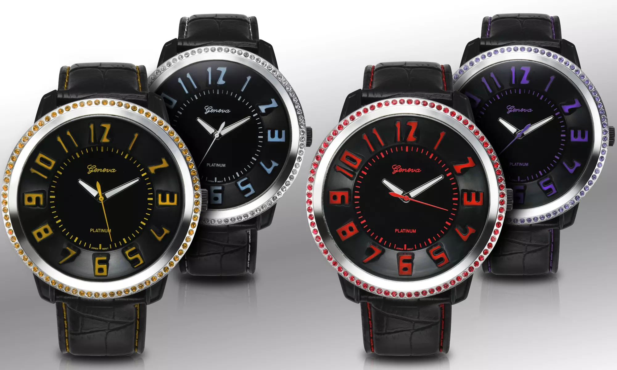 Geneva Platinum Aura Collection Unisex Watch with Swarovski Elements - Primary Image