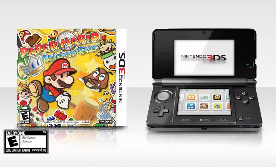 Nintendo 3DS System (Refurbished) ﻿and Paper Mario: Sticker Star Bundle. Free Returns. - Primary Image