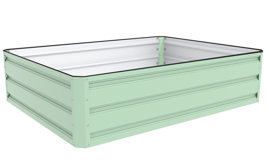 Image 2: Metal Raised Garden Bed Light Green