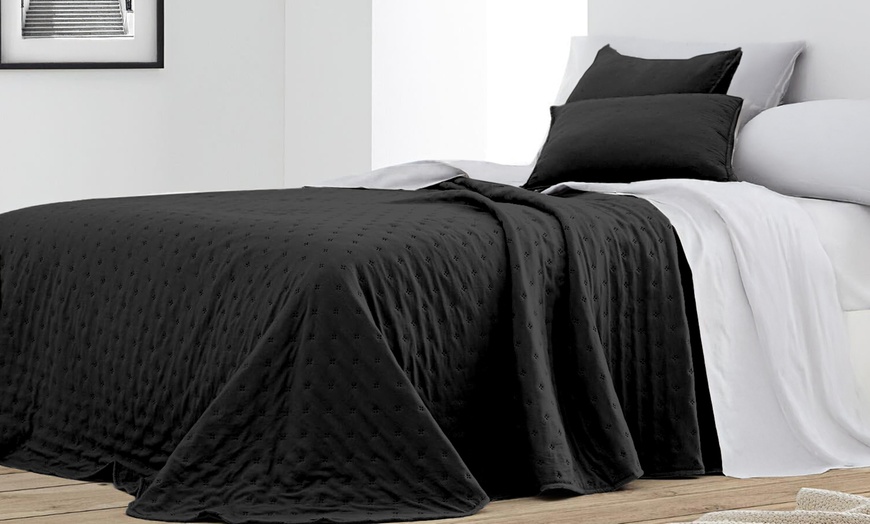 Image 7: Edredón de terciopelo de poliéster suave y acolchado para cama doble