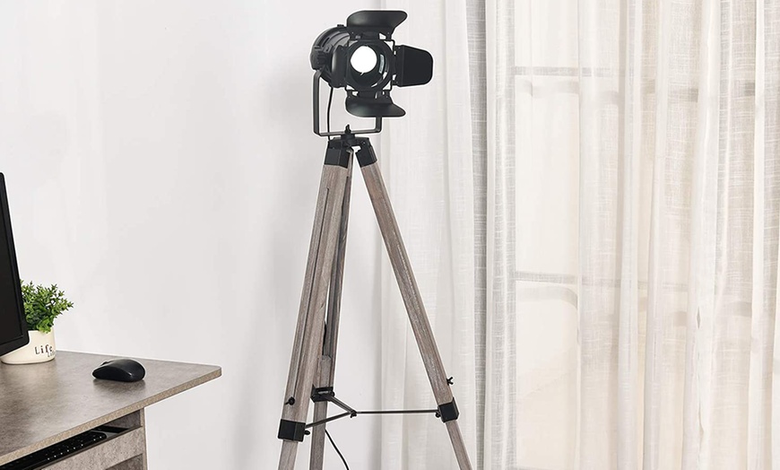 Image 1: HomCom Tripod Floor Lamp