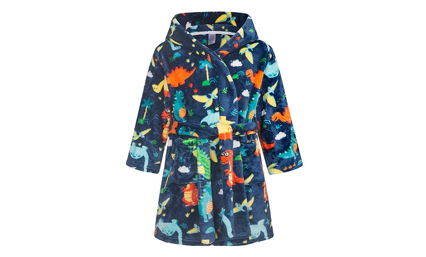 Image 3: Childern Hooded Flannel Fleece Robe