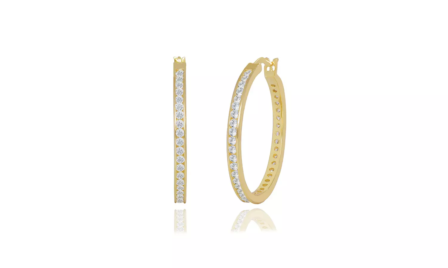Cubic Zirconia Channel Set Hoop Earrings in Sterling Silver