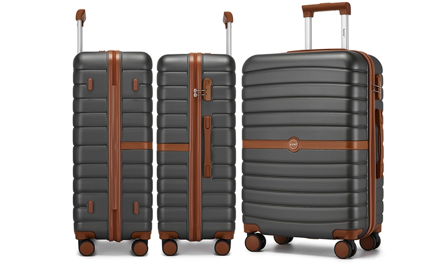 Image 3: KONO 1 or 3-Piece Grey Brown PC Luggage and Travel Bag Set 