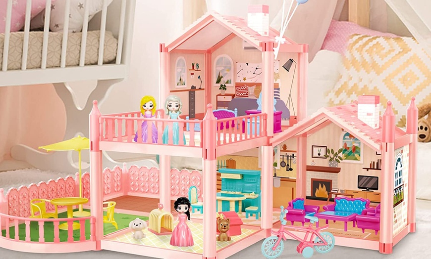 Image 2: 3D DIY Dollhouse Playset with Furniture and Figures for Kids