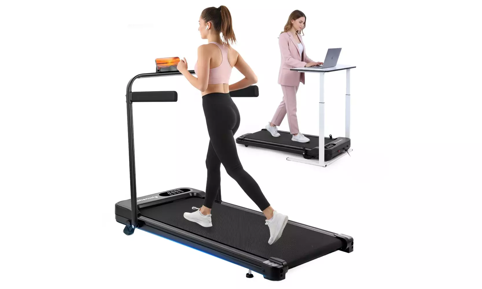 2.5HP Foldable Handrail Treadmill with Remote and LED Display - Primary Image