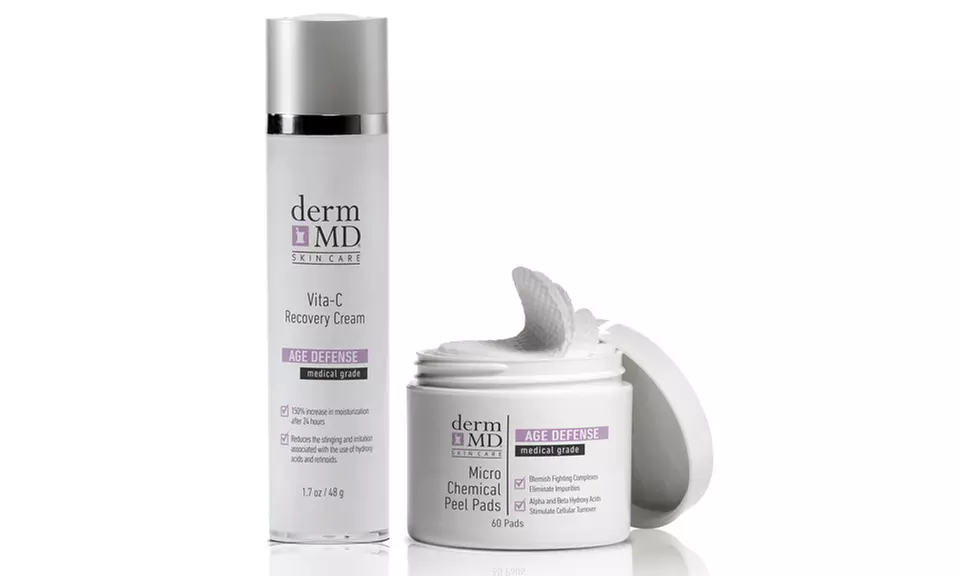 DermMD Clinical Vita-C Recovery Cream, Micro Chemical-Peel Pads, or Chemical-Peel Kit with Both - Primary Image