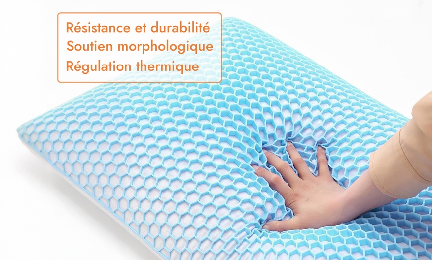 Image 2: Kussen met honingraatstructuur en traagschuim, Sampur