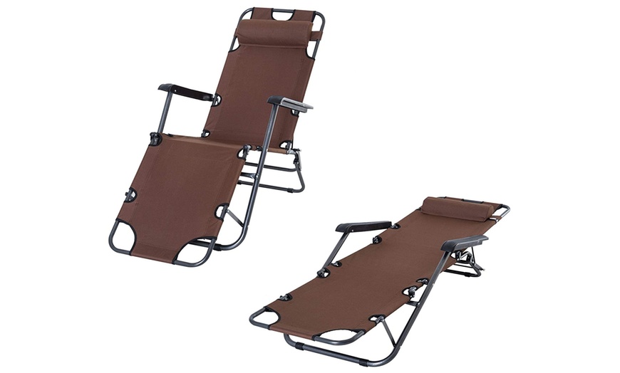 Image 6: Outsunny 2 in 1 Folding Sun Lounger Reclining Garden Chair