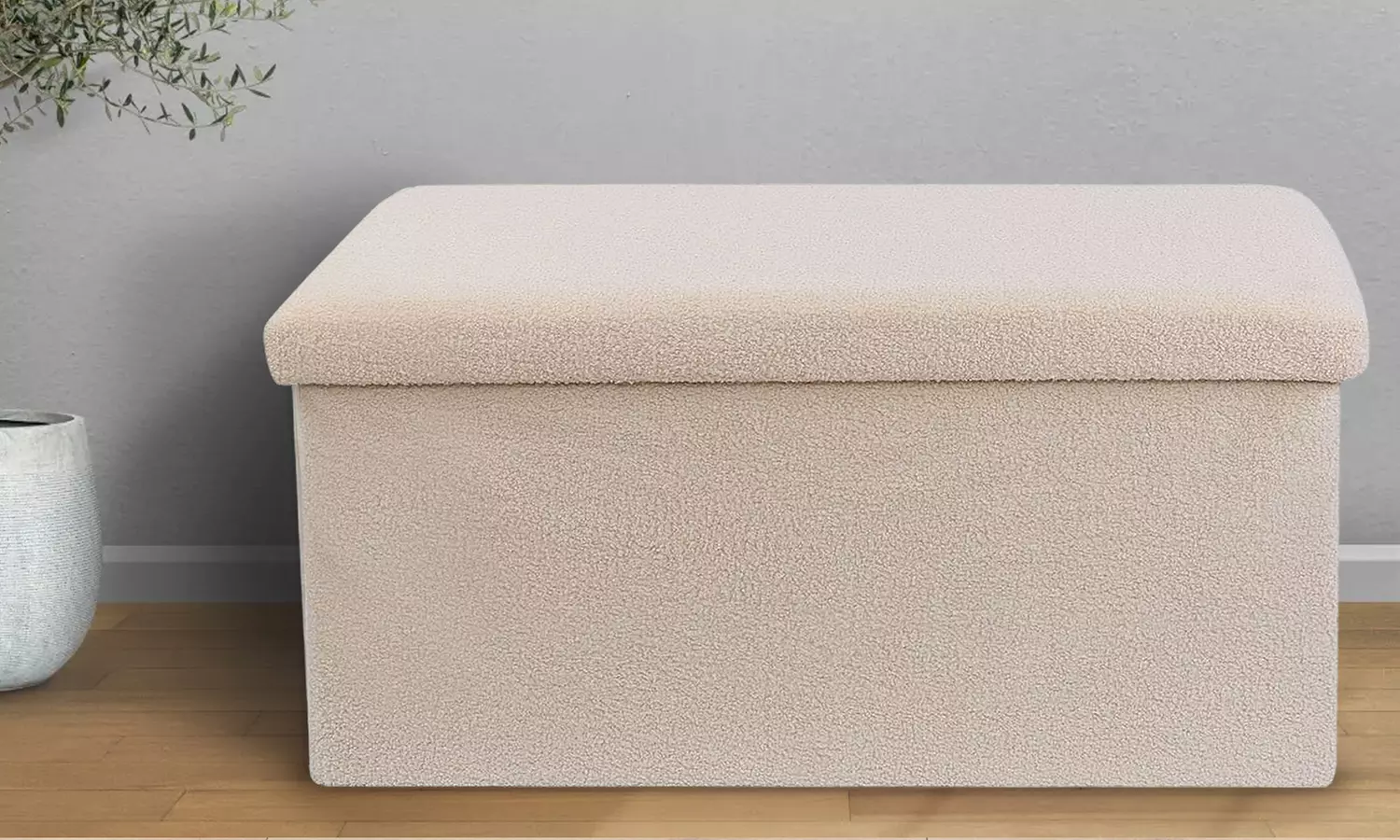 Teddy Boucle Storage Ottoman or Foldable Cube Footstool