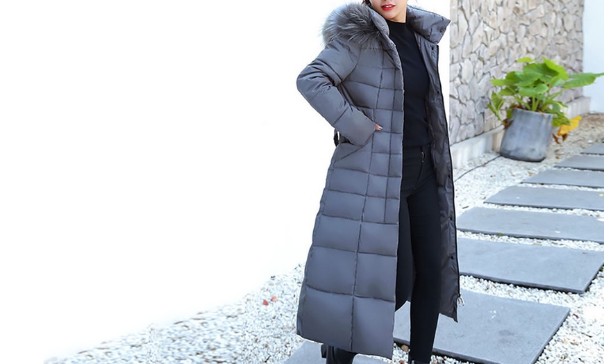 Image 7: Long Padded Coat with Hood