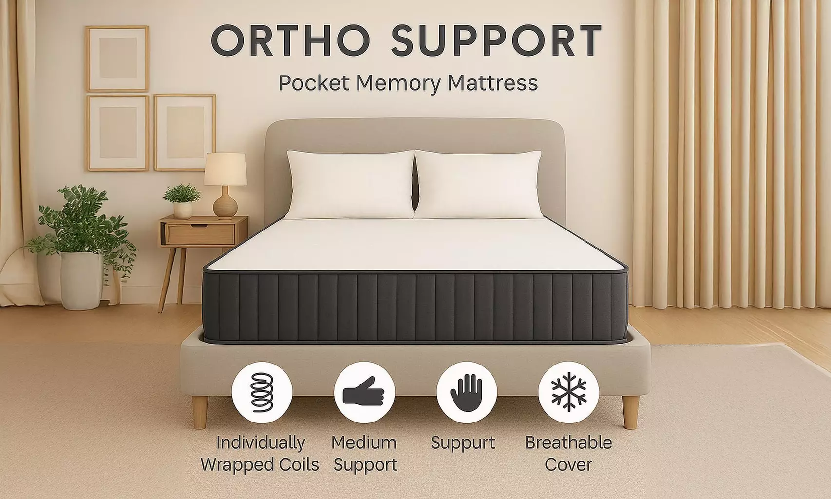 Sareer Furniture Bailey Bedframe with Optional Pocket Sprung Mattress