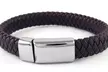 Men's Genuine Leather Braided Bracelet with Buckle Clasp - Stylish Gift for Him - Second Medium