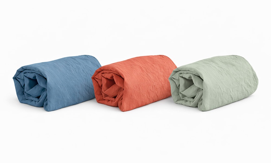 Image 4: Lot de 3 draps-housse en microlavée