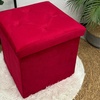 Image 11: Eleganter, gepolsterter Samt-Pouf mit Stauraum