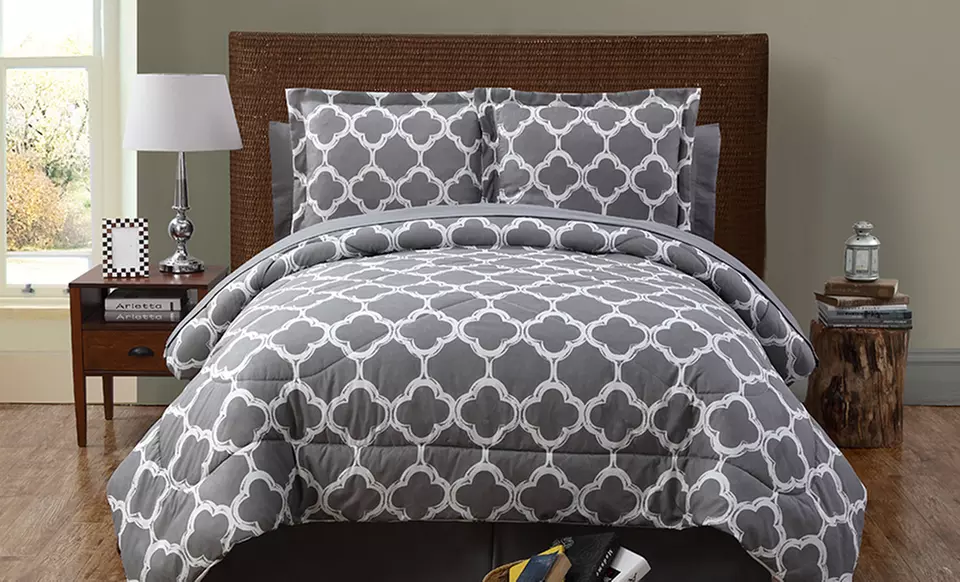 8-Piece Reversible Comforter Sets with Sheet Set﻿. Multiple Styles Available. Free Returns.  - Primary Image