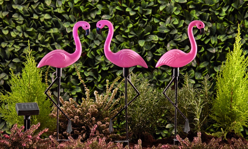 Image 3: Flamingo Standing Solar Lights