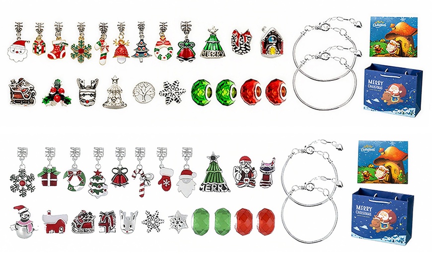 Image 1: 24-Day Christmas Advent Calendar Bracelet Making Kit