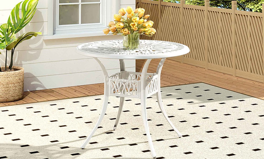 Image 12: Garden Outdoor Cast Aluminum Vintage Bistro Table 