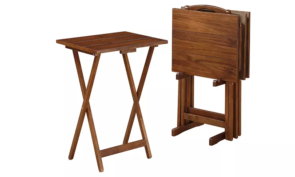 Acacia Tray Table Set (5-Piece) - Second Medium