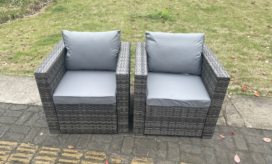 Image 3: 8-Seater Outdoor PE Rattan Garden Furniture Gas Fire Pit