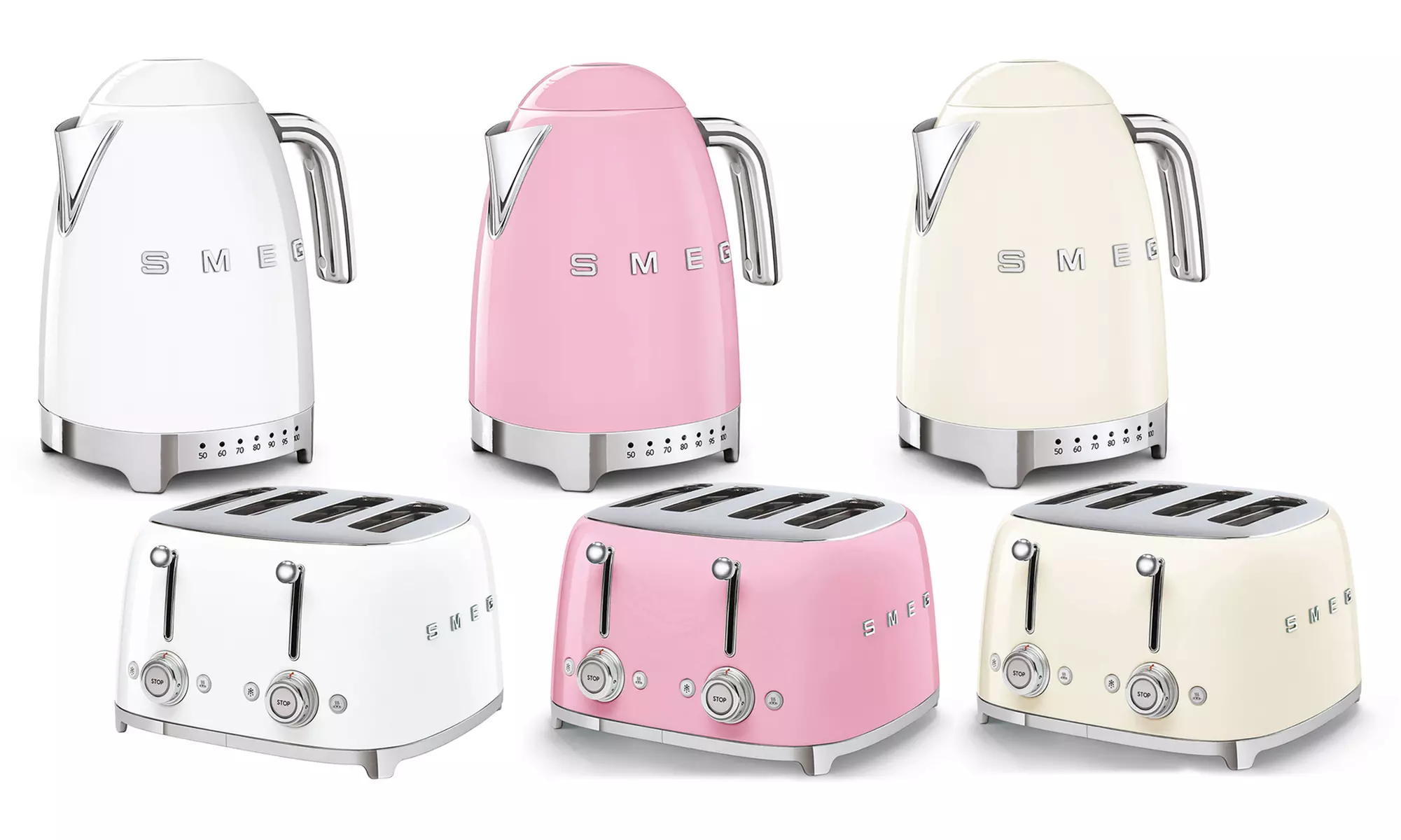 SMEG Four-Slice Retro-Style Toaster and Kettle Set - Primary Image