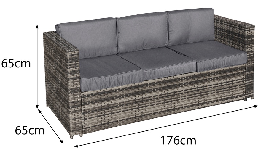 Image 3: Oseasons Malta Rattan Nine Seat U-Shape Set in Walnut Grey
