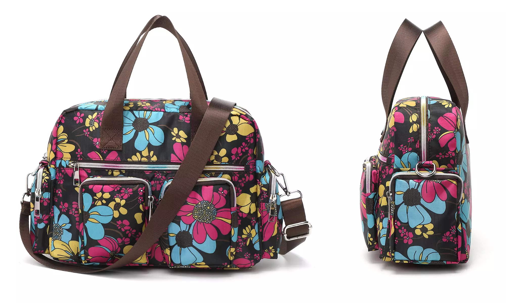 Multi-Pocket Crossbody Tote Bag