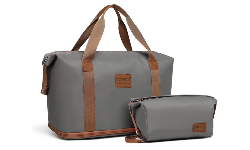 Image 8: Ensemble valise, sac de voyage et pochette gris et marron