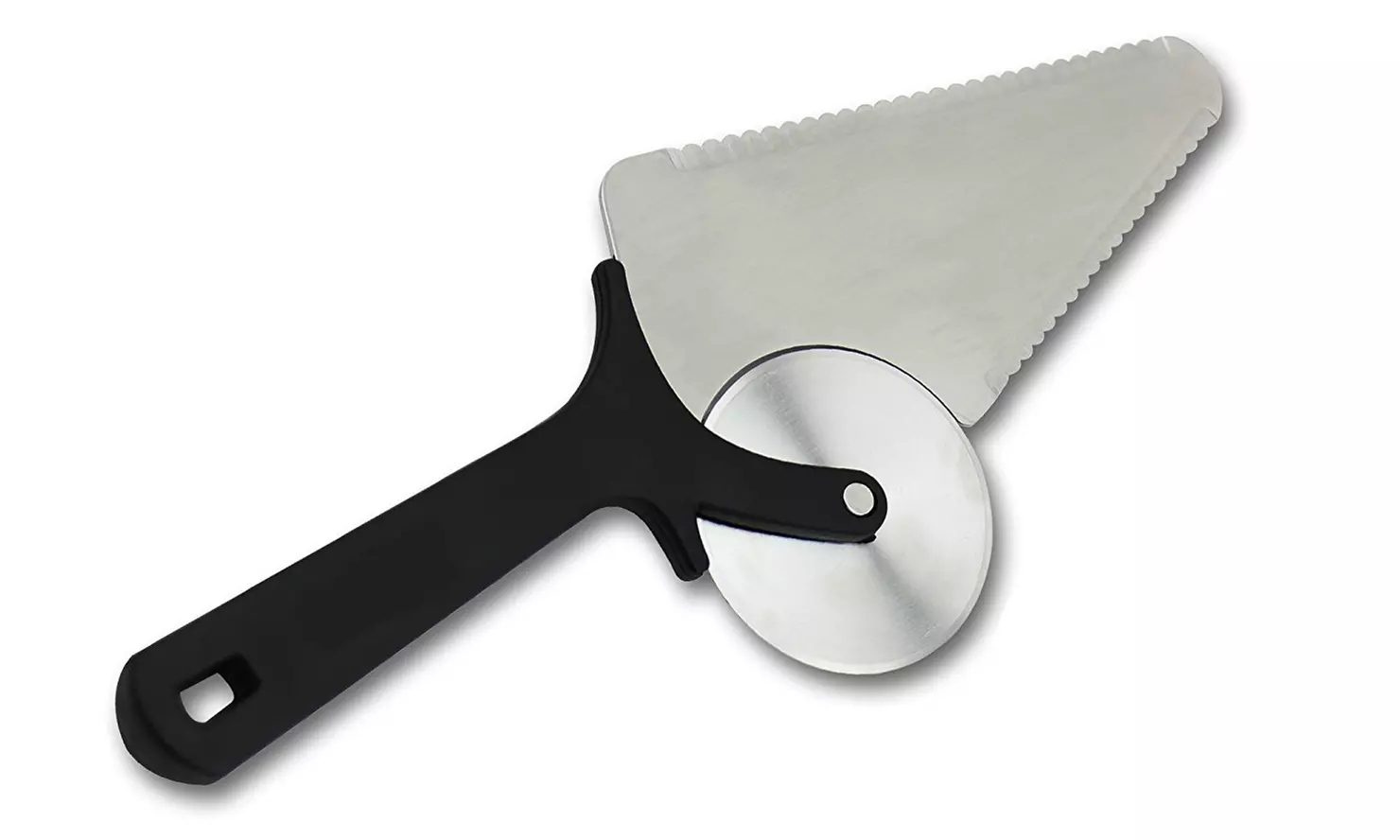 Solid Stainless Steel Serrated Pizza Server and Cutter - Primary Image