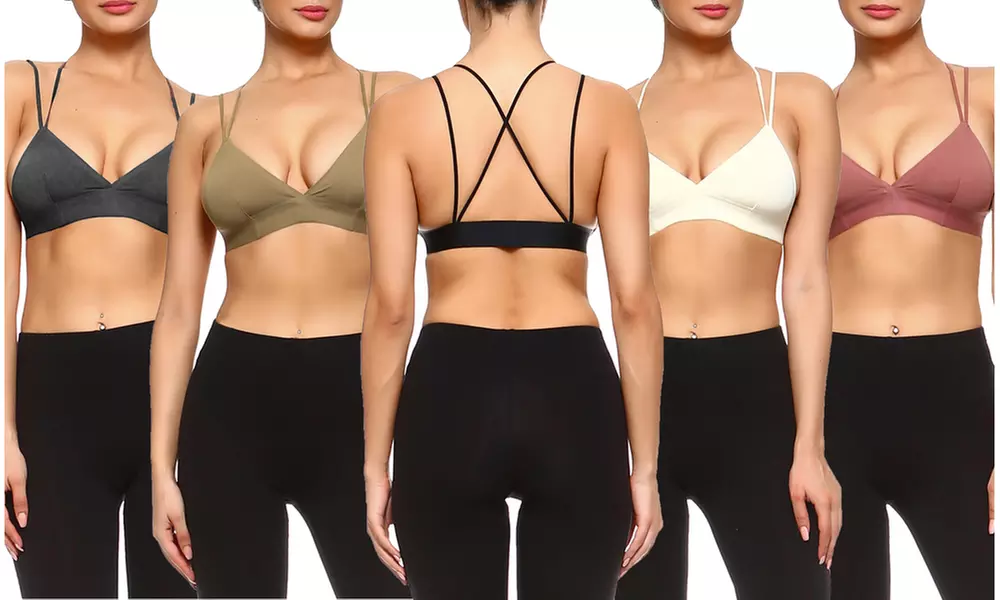 Style Clad Seamless Strappy Cross-Back Triangle Bralette - Primary Image