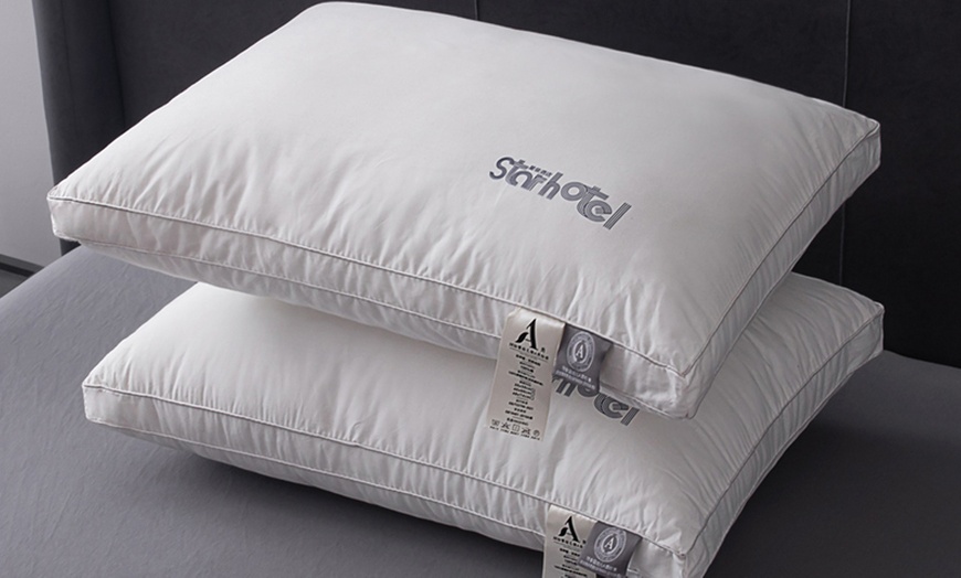 Image 8: 100% Cotton Hotel Grade Neck Support Pillow 2 Pack Set
