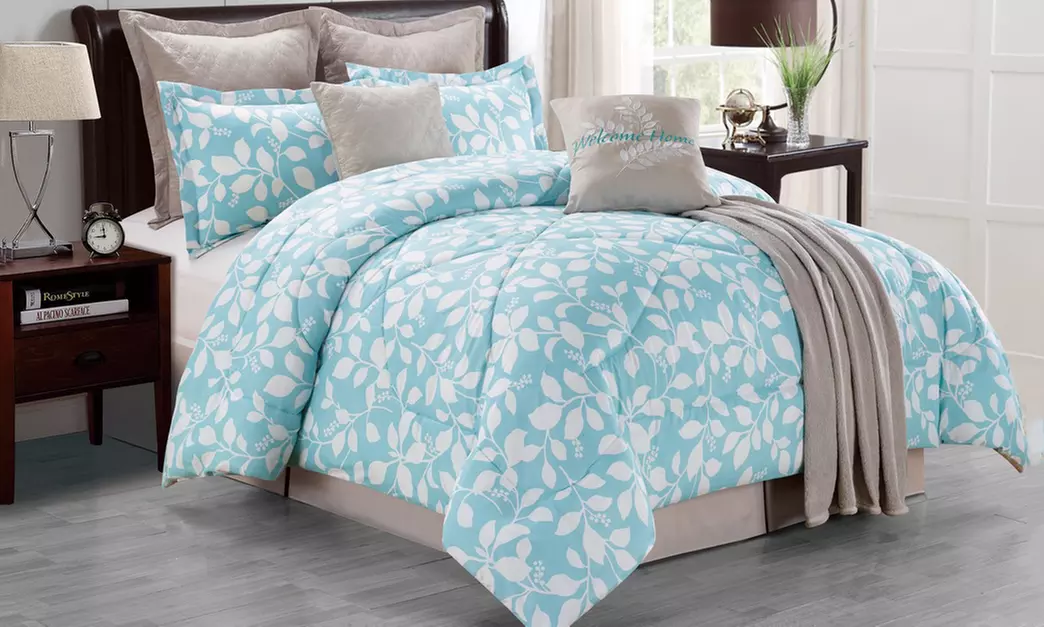 9-Piece Printed Comforter Set with Coordinating Throw - Second Medium