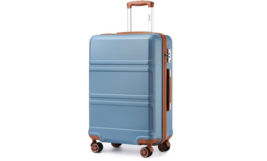 Image 5: KONO 20+24+28 Inch Grayish Blue ABS Hard Shell Suitcase with TSA Lock