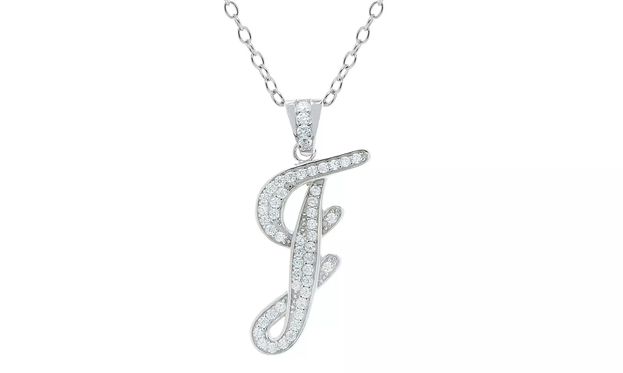 Script Initial Pendant Necklaces in Sterling Silver