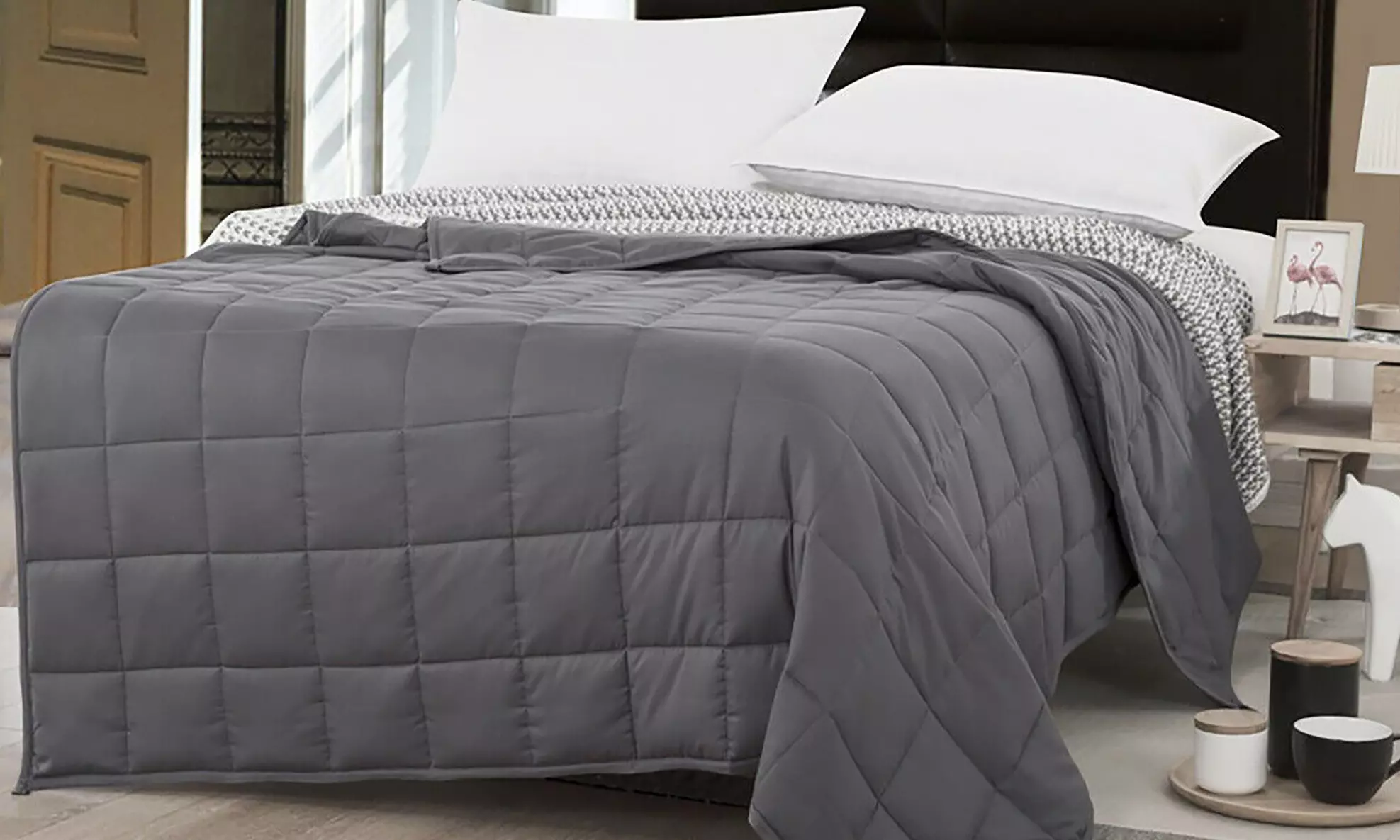 Costway 15/17/20lbs Home Weighted Blanket Crystal Velvet Fabric w/Glass Beads