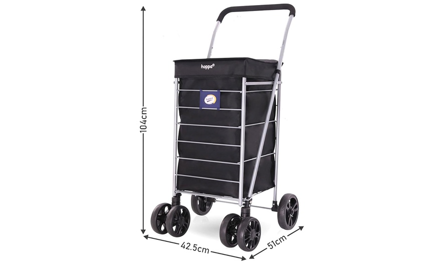 Image 8: Hoppa Lightweight Four or Six Wheel Folding Shopping Trolley