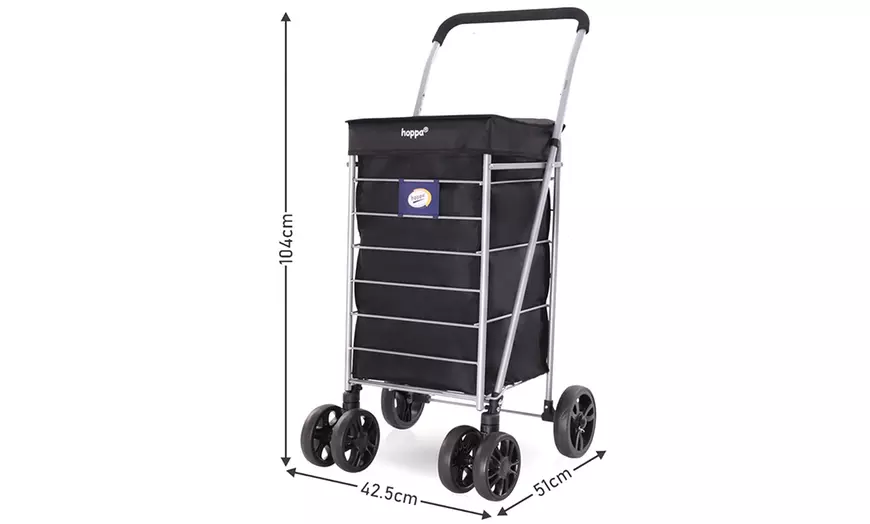 Image 8: Hoppa Lightweight Four or Six Wheel Folding Shopping Trolley