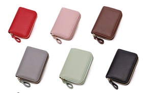 Multifunctional RFID Small Zipped Card Holder Wallet