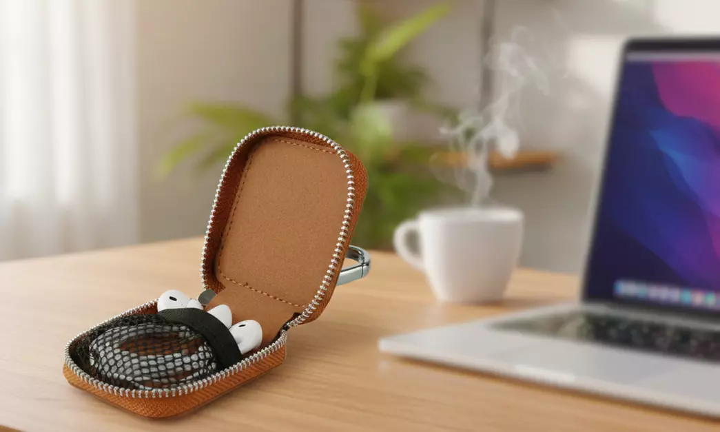 Pochette de rangement protectrice pour écouteurs avec fermeture éclair et porte-clés - Primary Image