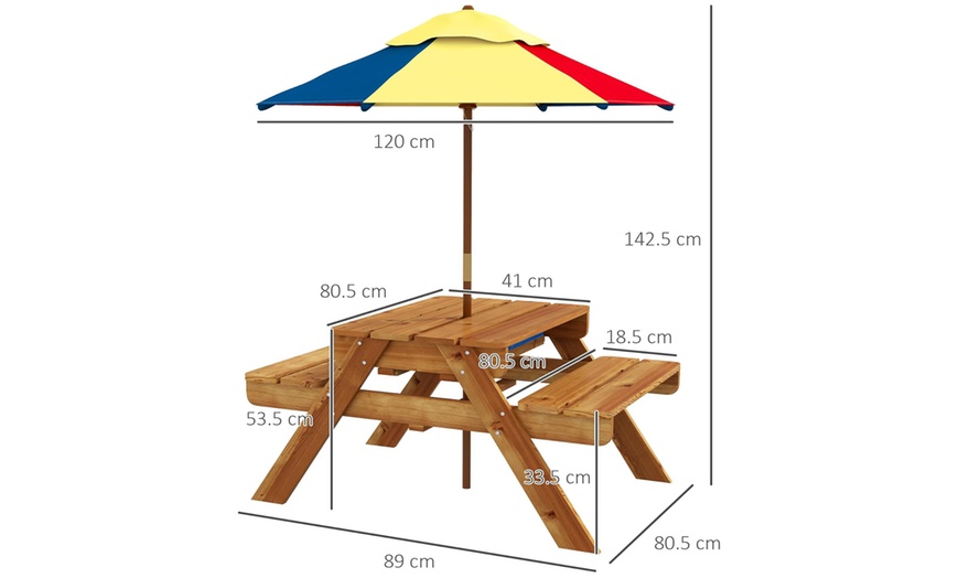Image 4: Outsunny Three-in-One Kid's Picnic Table