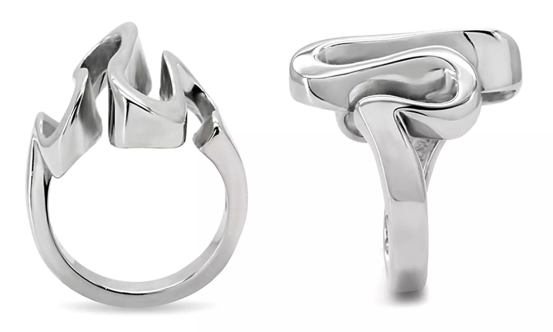Women's High Polished Stainless Steel 316 Wave Cocktail Fashion Ring 