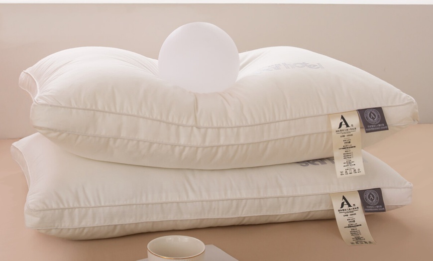 Image 23: 100% Cotton Hotel Grade Neck Support Pillow 2 Pack Set
