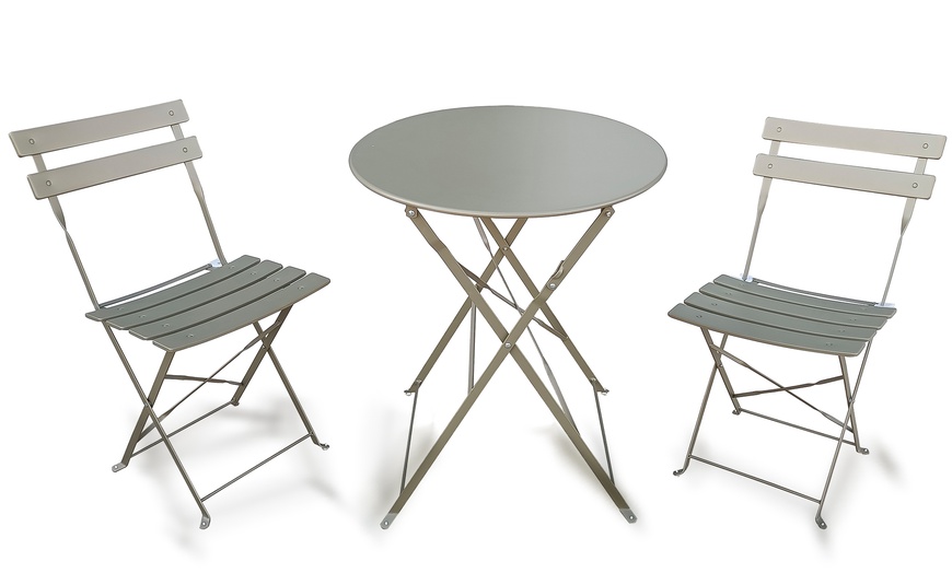 Image 6: Folding Metal Bistro Garden Furniture Set