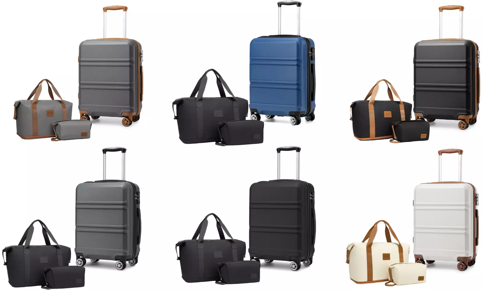 Set de bagages 3 pièces : valise, sac de voyage et trousse de toilette