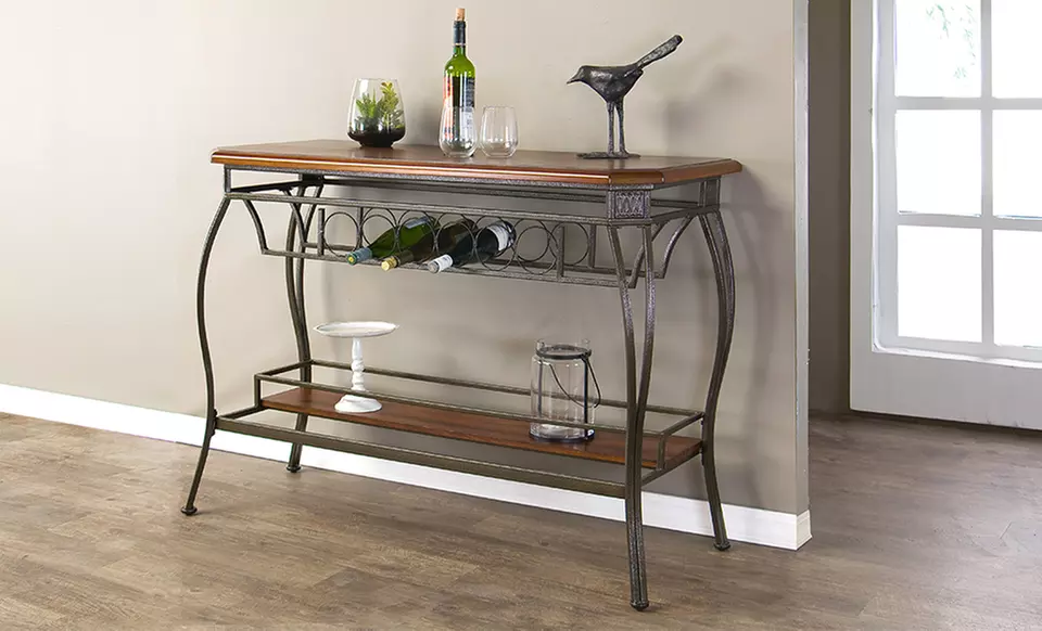 Russel Bar Console Table in Brown Oak Finish - Primary Image