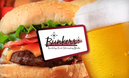 $10 for $20 Worth of American Fare and Drinks at Bunkers Nostalgic Lounge & Eatery - Primary Image